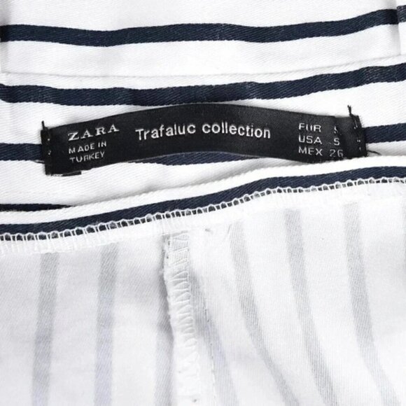 Zara Paper Bag Tie Short Waist Bow High Waist Pleated White Black Small - Picture 5 of 5